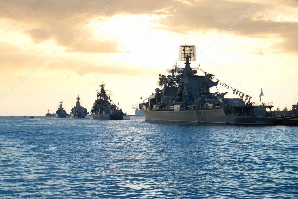 Row of military ships