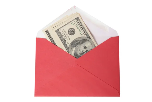 Envelope vermelho com dinheiro — Fotografia de Stock