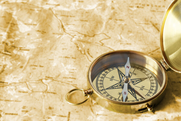 Compass on old map