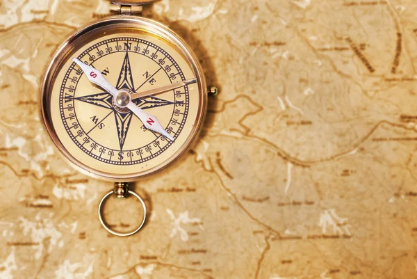 Compass on old map Royalty Free Stock Images