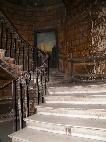 stock image Old limestone stairs in the very old house