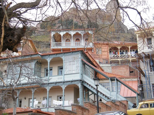 Tradycyjna rzeźba balkony z tbilisi, obszar kalaubani — Zdjęcie stockowe