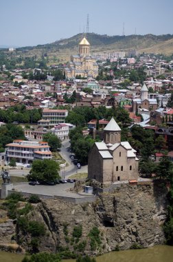 Churches and domes of Tbilisi, view to historical part of the capital of Re clipart