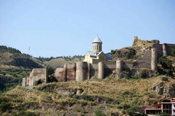Narikala ve Tiflis şehir bakış, Gürcistan Cumhuriyeti Ortaçağ Kalesi, — Stok fotoğraf