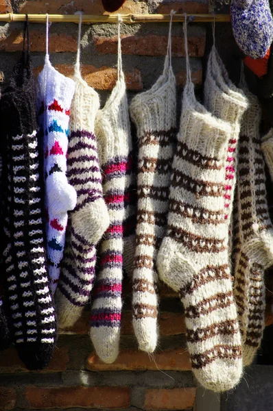 Irish wool chunky knit ribbed winter socks — Stock Photo, Image