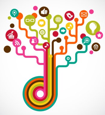 medya simgeleri ile sosyal ağ ağacı