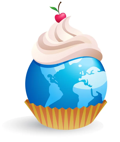 Wereld cupcake — Stockvector