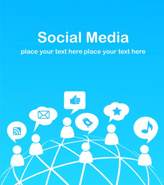 Hintergrund in sozialen Netzwerken mit Mediensymbolen — Stockvektor