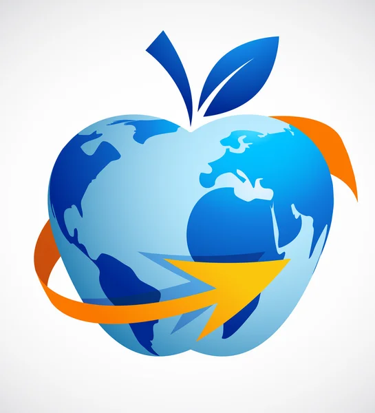 Глобальная деревня - технология абстрактного яблока — стоковый вектор