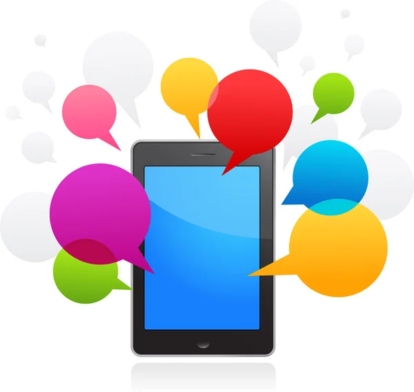 Konuşma balonları ile vektör akıllı telefon — Stok Vektör
