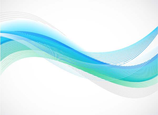 Abstract background of blue wave on white