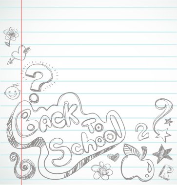 Back to school - notebook with doodles clipart