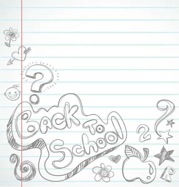 Tillbaka till skolan - anteckningsboken med doodles — Stock vektor