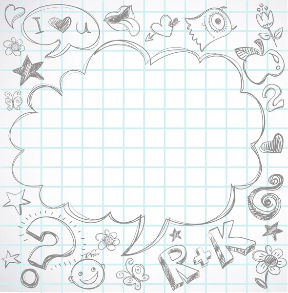 Πίσω στο σχολείο - σημειωματάριο με doodles — Διανυσματικό Αρχείο