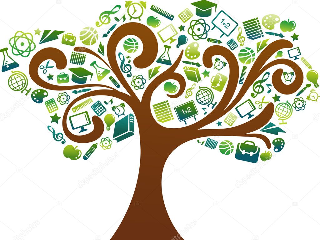 Back to school - tree with education icons