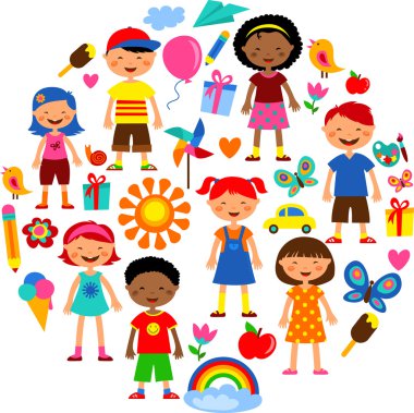 Planet of kids, colorful vector illustration clipart