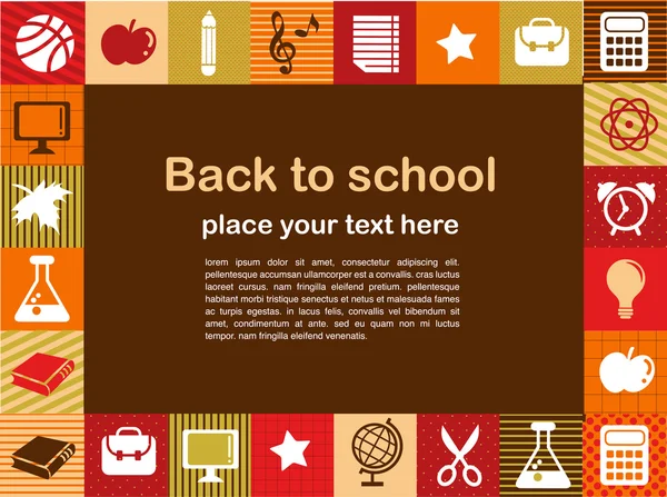 Zpátky do školy - pozadí s ikonami vzdělávání — Stockový vektor