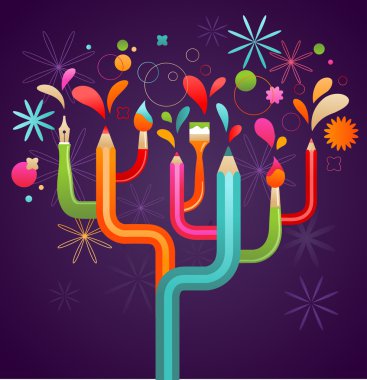 Art and creation tree, concept illustration clipart