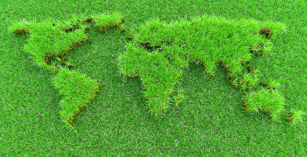 Mappa del mondo di erba — Foto Stock