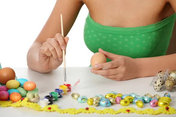 Girl is making easter decoration — Stock Photo, Image