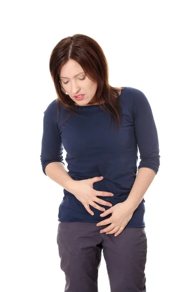 Woman holding her stomach — Stock Photo, Image