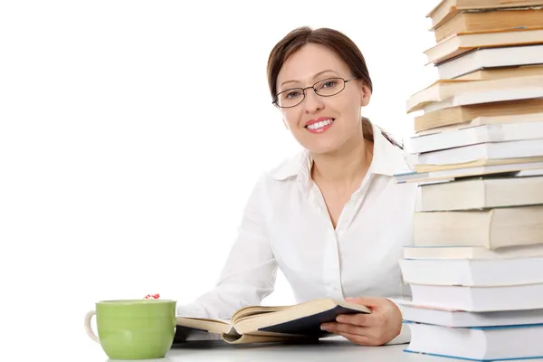 Mature student learning at the desk — Stock Photo, Image