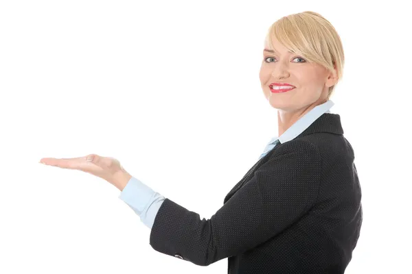 Business woman presenting something — Stock Photo, Image