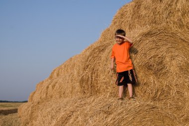 çocuk üzerinde büyük bir haystack anlamına gelir.