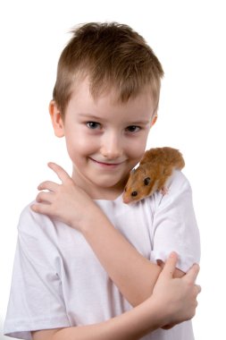 Boy with a hamster clipart