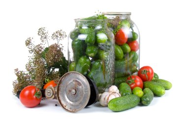 Preparation vegetables for salting clipart