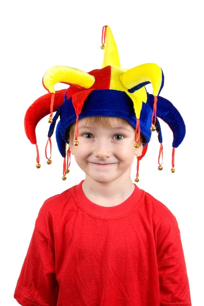 stock image Funny boy in the clown hat