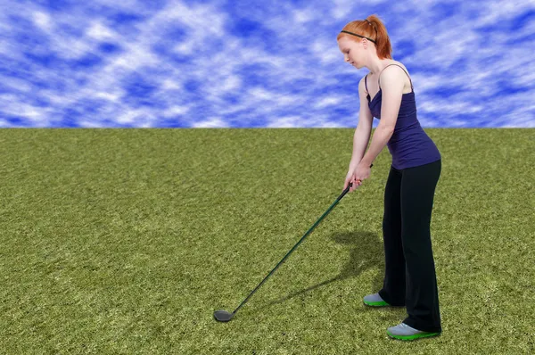 Kadın golfçü — Stok fotoğraf