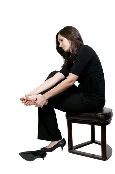 Donna con i piedi doloranti — Foto Stock