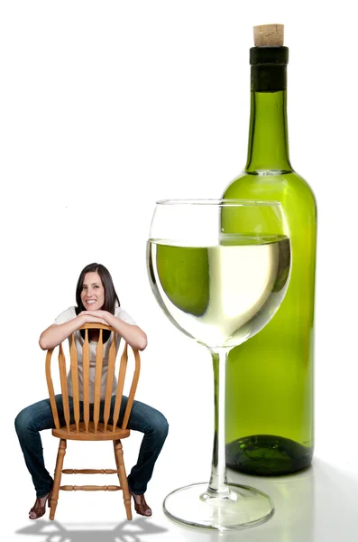 Mulher com vinho — Fotografia de Stock