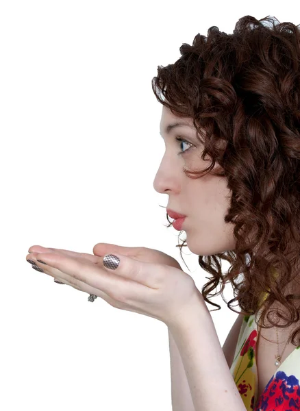 女人吹一个吻 — 图库照片