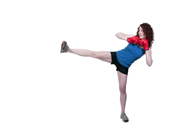 Woman Kickboxing — Stock Photo, Image