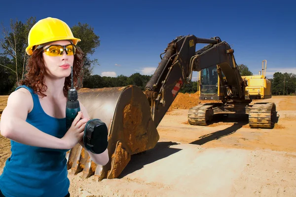 Trabalhadora da construção feminina — Fotografia de Stock