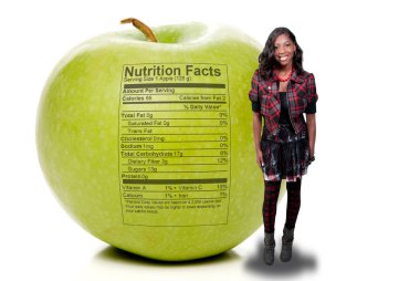 African American Teenager Apple Nutrition Facts clipart