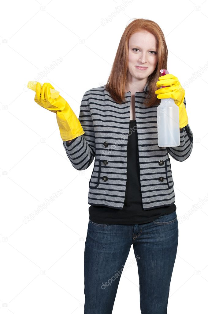 Woman Cleaning House
