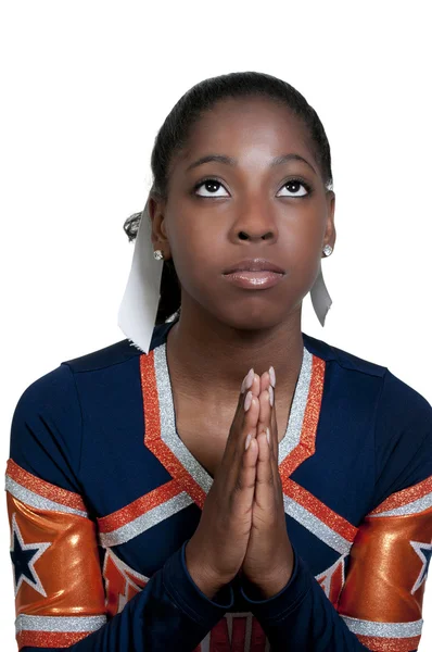 Černá holka roztleskávačka — Stock fotografie