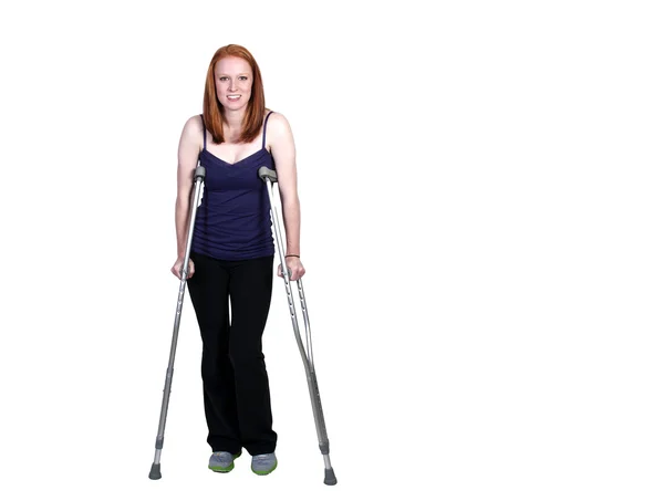 Woman on Crutches — Stock Photo, Image