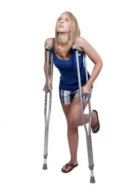 Woman on Crutches clipart