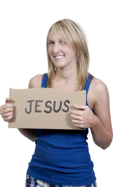Frau mit Jesuszeichen — Stockfoto