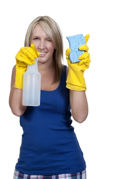 Mulher limpeza casa — Fotografia de Stock