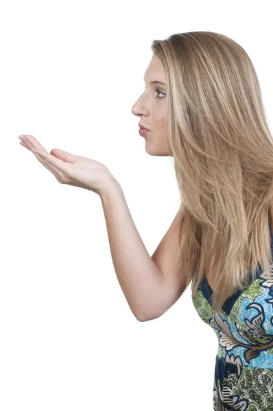 Woman Blowing a Kiss — Stock Photo, Image