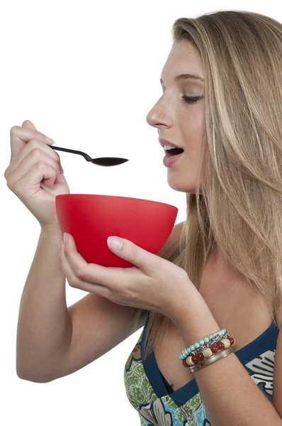 Mujer comiendo — Foto de Stock
