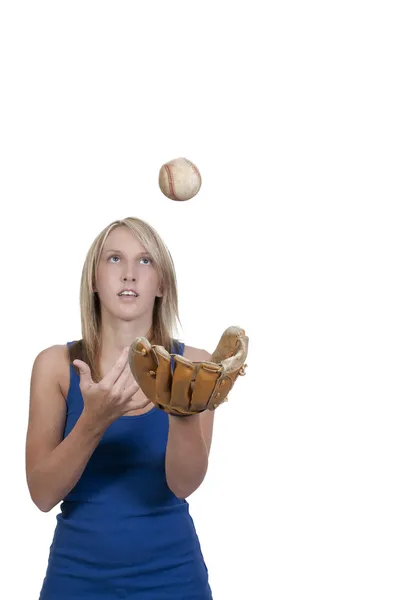 Jogador de beisebol mulher — Fotografia de Stock