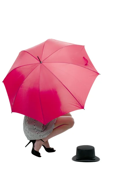 Donna che tiene l'ombrello — Foto Stock