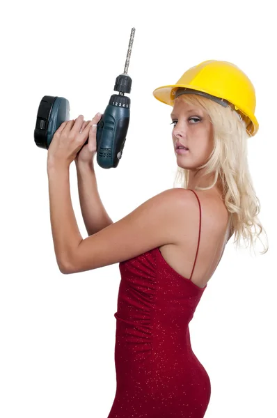 Trabalhadora da construção feminina — Fotografia de Stock