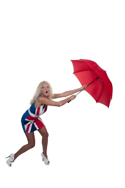 Mulher segurando guarda-chuva — Fotografia de Stock